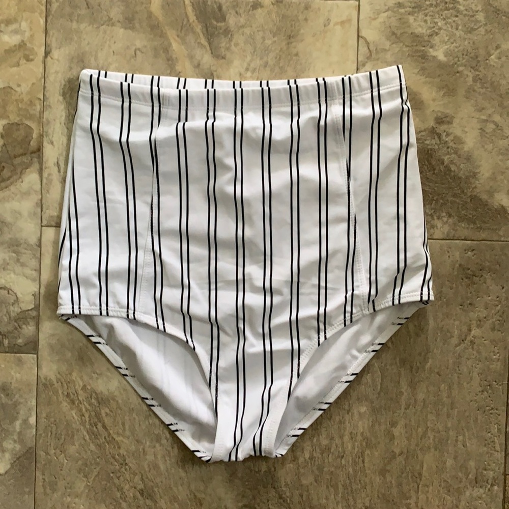 High Rise Striped Bikini Bottom